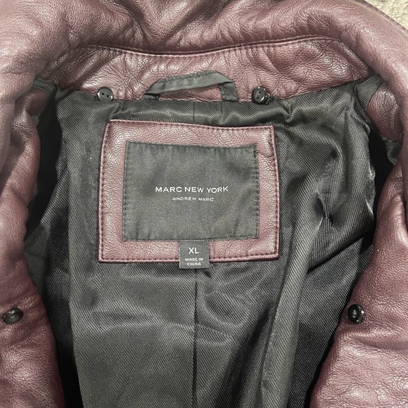 Andrew Marc New York Jacket XL Burgundy PU Leather . - Picture 3 of 4